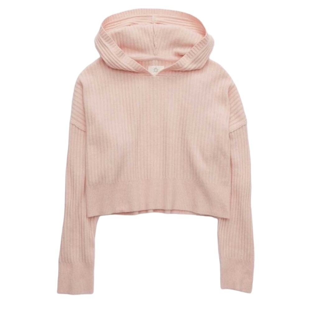 Offline by Aerie Baby Pink Cropped Alpaca Blend Long-sleeve hooded Sweater